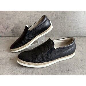 Tod's Men’s Navy Blue Pebble Leather Espadrille Slip-on Loafers Shoes Size 9